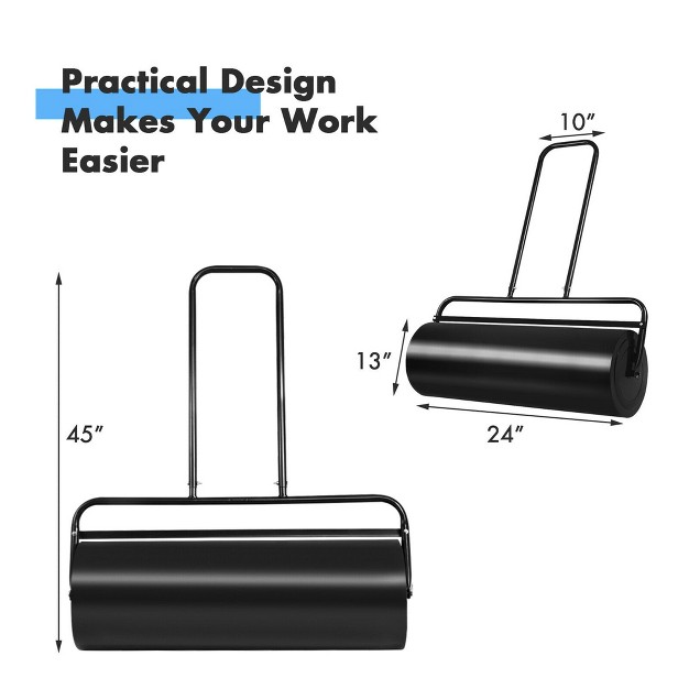 Costway 13 gallon Lawn Roller Heavy duty Steel Push pull Sod Roller 24 x27 x27 X13 x27 x27 Black