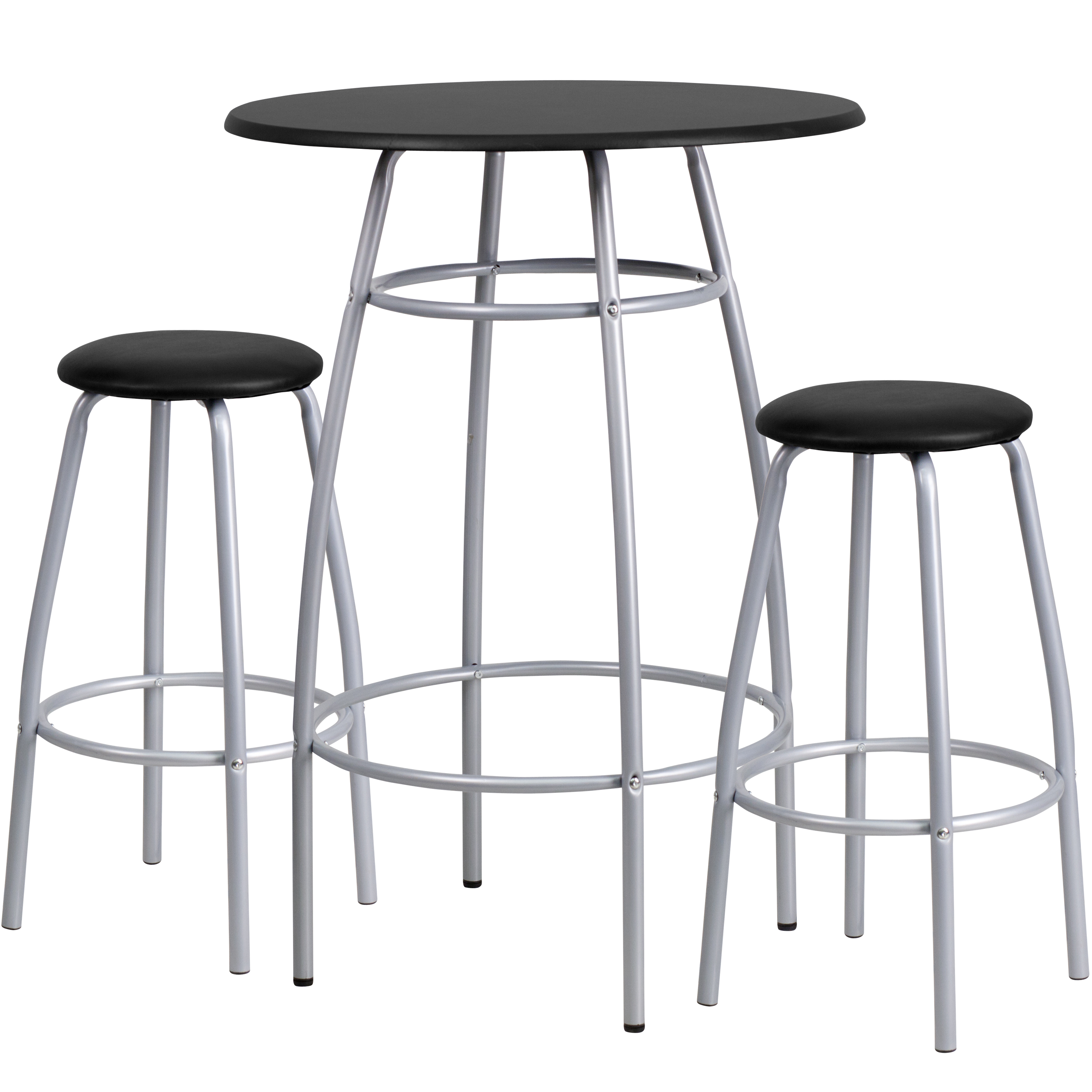 BizChair Bar Height Table Set with Padded Stools