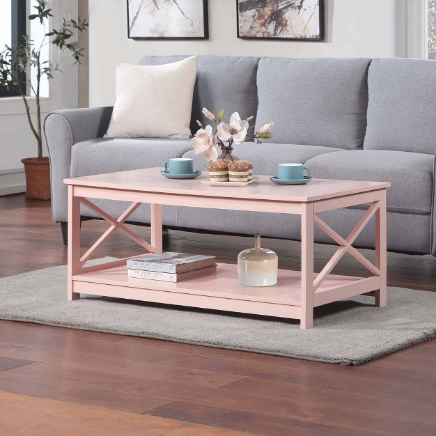 Breighton Home Xavier Coffee Table With Shelf Blush Pink