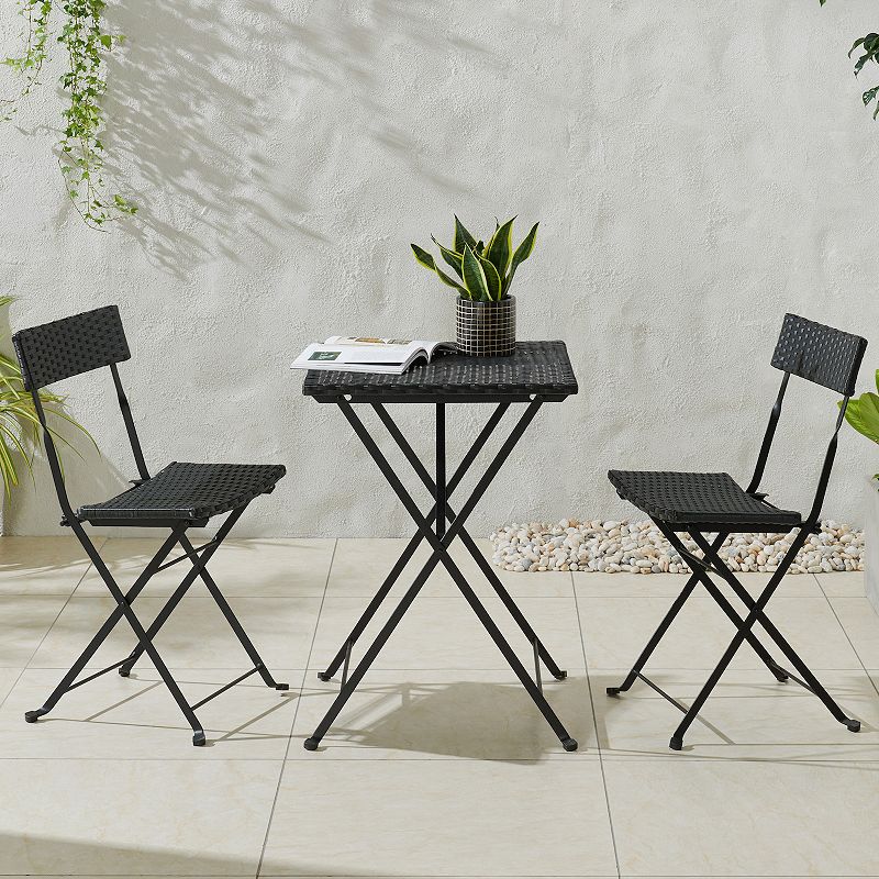 Lavish Home Folding Patio Bistro Table and Chair 3-piece Set