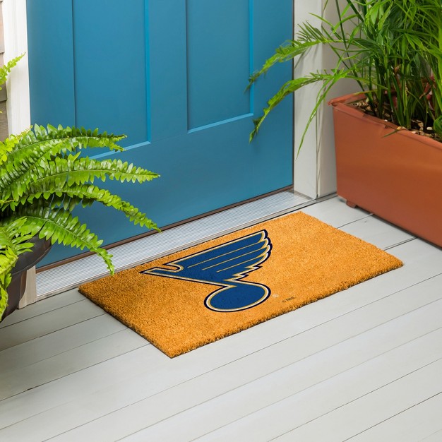 Evergreennhlst Louis Blues Logo Natural Coir 28 X 16 Inches Indoor Outdoor Doormat