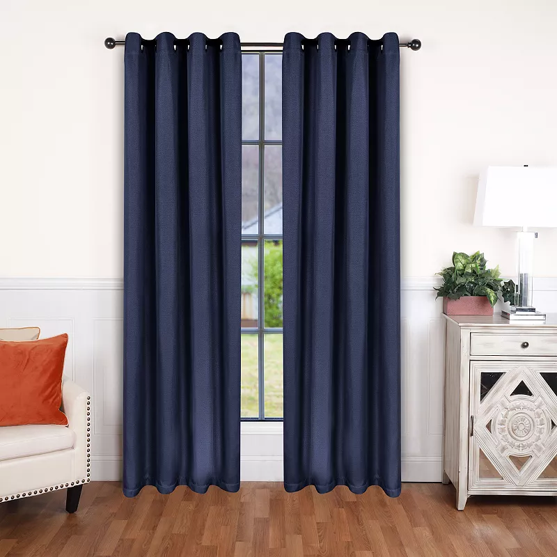 SUPERIOR Faux Linen Insulated Thermal Blackout Set of 2 Window Curtain Panels