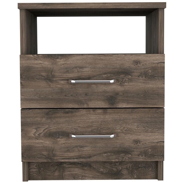 Superior Top Nightstand with 2 Drawers and 1 Shelf - - 37669195