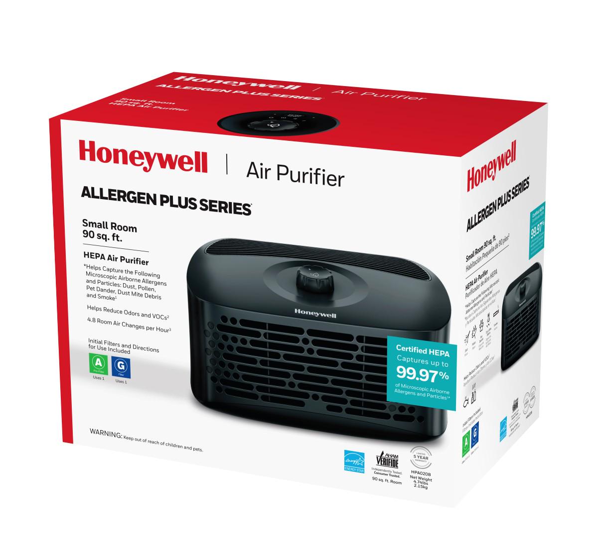 Honeywell HEPA Air Purifier， Small Rooms (90 sq.ft)， HPA020B， Black