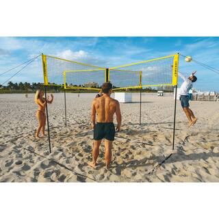 CROSSNET 4 Square Volleyball Net and Game Set with Carrying Backpack and Ball CROSSNET101