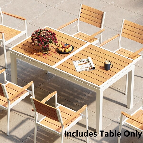 VredHom Outdoor Aluminum Dining Table 6Person Patio Expandable Table