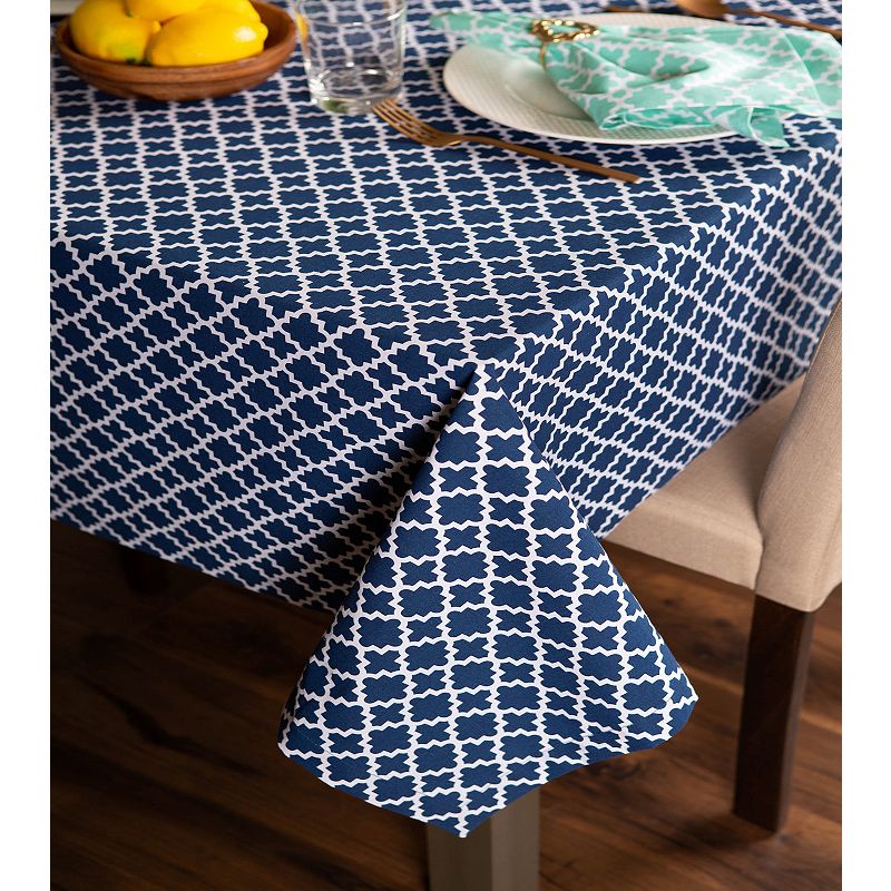 104 Navy Blue Cotton Lattice Tablecloth