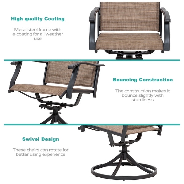 Outdoor 3Piece Bistro Set，Textilene Fabric，Powdercoated Iron Frame