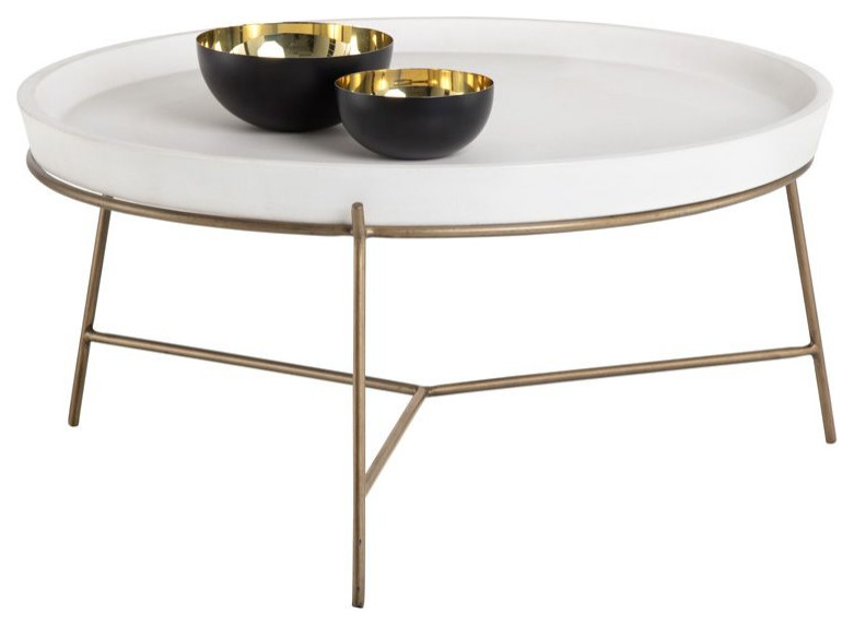 Sunpan MIXT Remy Coffee Table   Antique Brass   Ivory   Contemporary   Coffee Tables   by Unlimited Furniture Group  Houzz