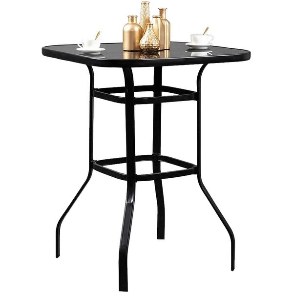 Pyramid Home Decor Patio Tempered Glass Bar Table