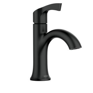 MOEN Korek Single Hole Single-Handle Bathroom Faucet with Drain Kit Included in Matte Black 84466BL