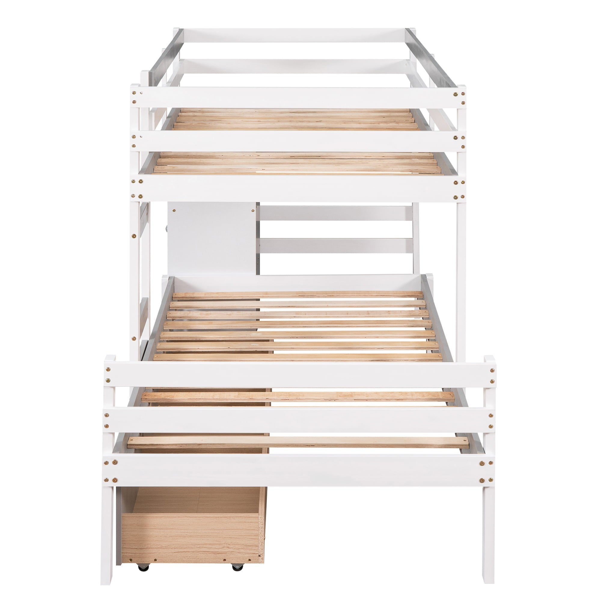 Twin over Twin Bunk Bed with Six Drawers for Kids Room, Gray