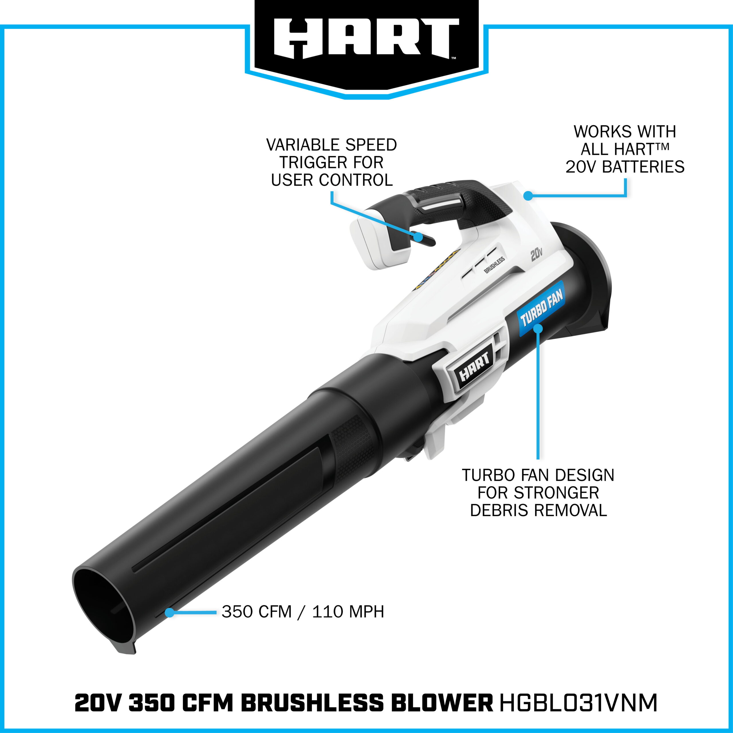 HART 20-Volt 13-Inch Brushless Combo Kit (1) 4.0 Ah Lithium-Ion Battery