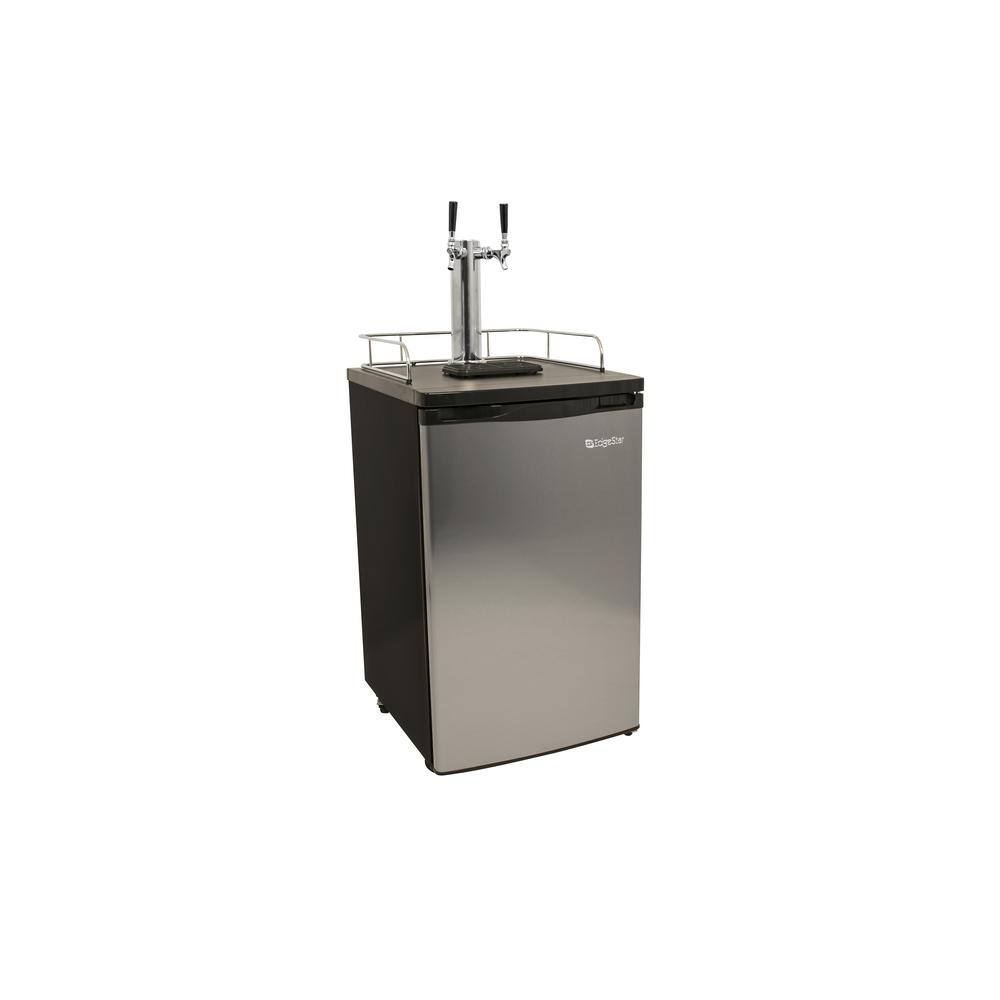 EdgeStar Twin Tap 20 in. Full Size Beer Keg Dispenser with Low Temperature Settings in Stainless Steel KC2000SSTWIN