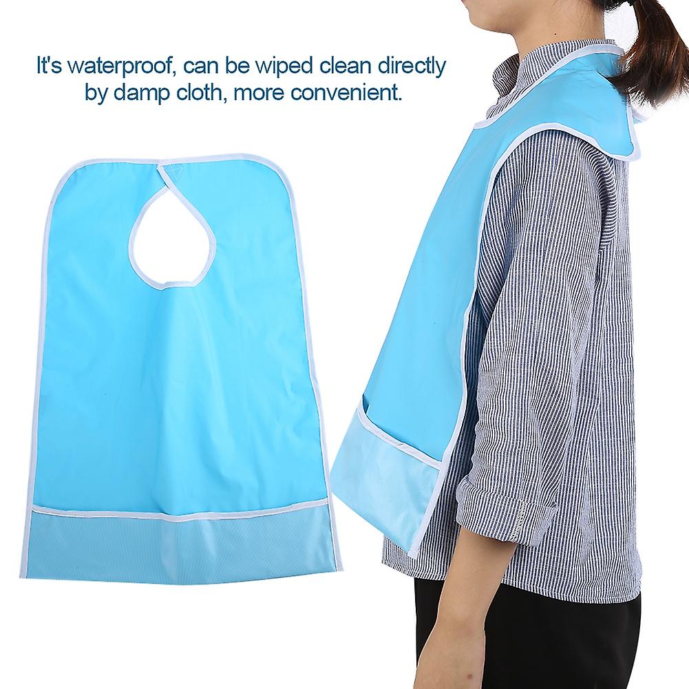 Waterproof Adult Elder Mealtime Eating Bib Clothes Clothing Protector Dining Aid Light Blue