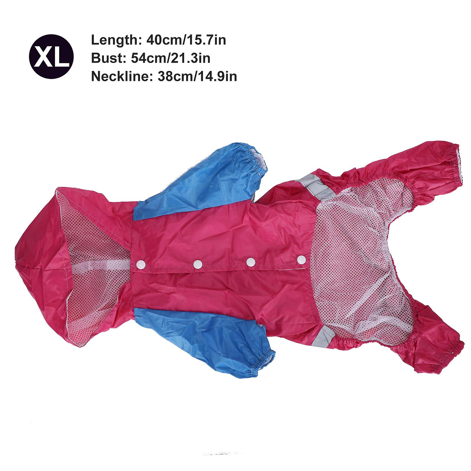 Dog Raincoat Waterproof Windproof Dog Rain Jacket With Hoodie Adjustable Dog Rainwear With Reflective Strip For Wet Rain Weather[x-large-rose Red]