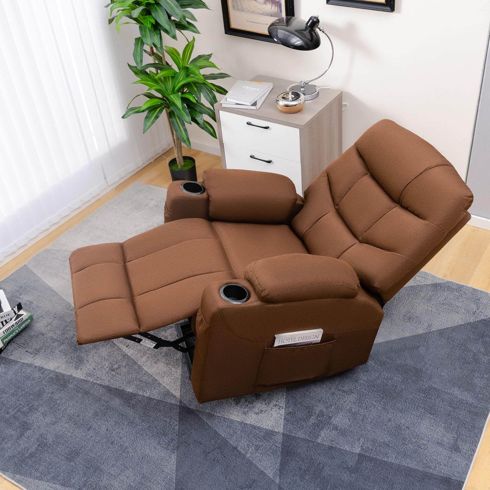 Giantex Recliner Chair, Electric Power Lift Recliner Sofa with Massage and Heat, Adjustable Backrest & Footrest