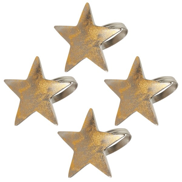 Textured Gold Star Dinner Napkin Rings (Set of 4)