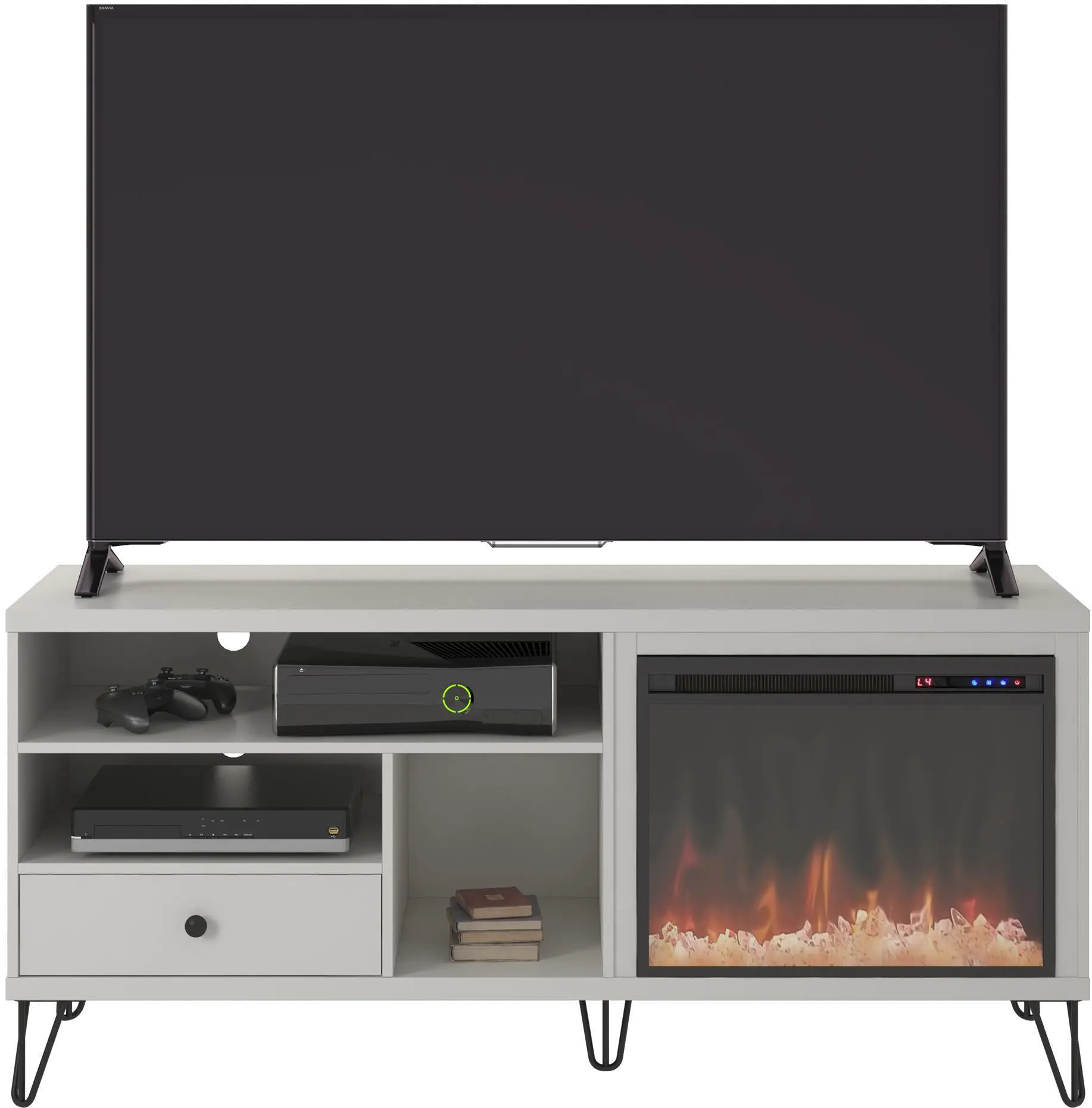 Owen White 60 Fireplace TV Stand