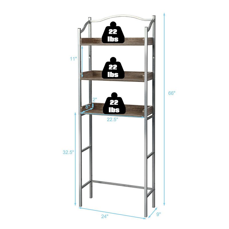 3-Tier Over-The-Toilet Bathroom Spacesaver Storage Rack