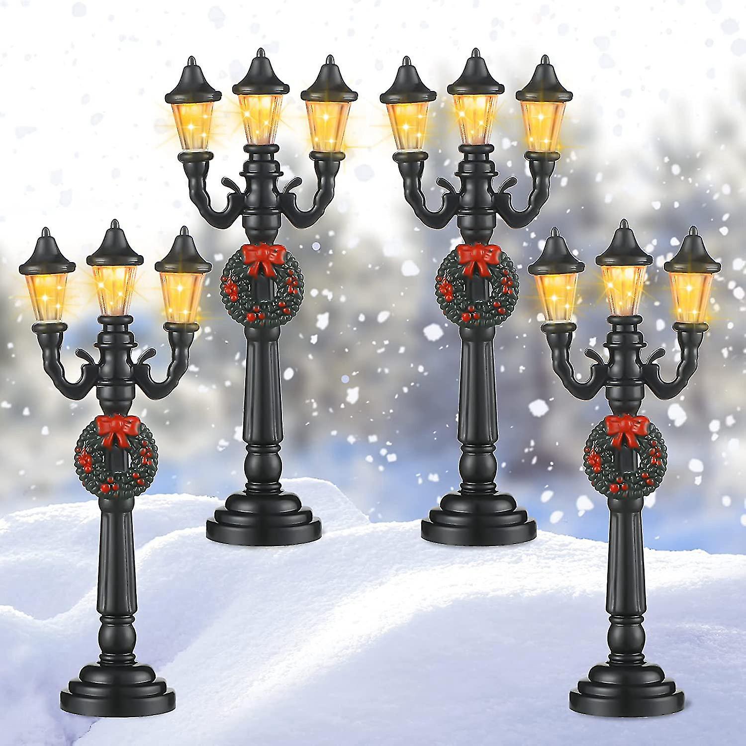 4pc Mini Christmas Lamp Post Train Lamp Miniature Street Lamp