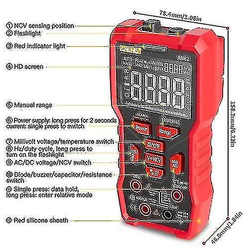 Aneng An82 9999 Counts Va Screen Automatic High Precision Digital Multimeter Trms Ncv Universal Mete