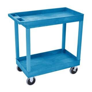 H Wilson 18 in. x 35 in. 2-Tub Shelf Utility Cart Blue EC11HD-BU