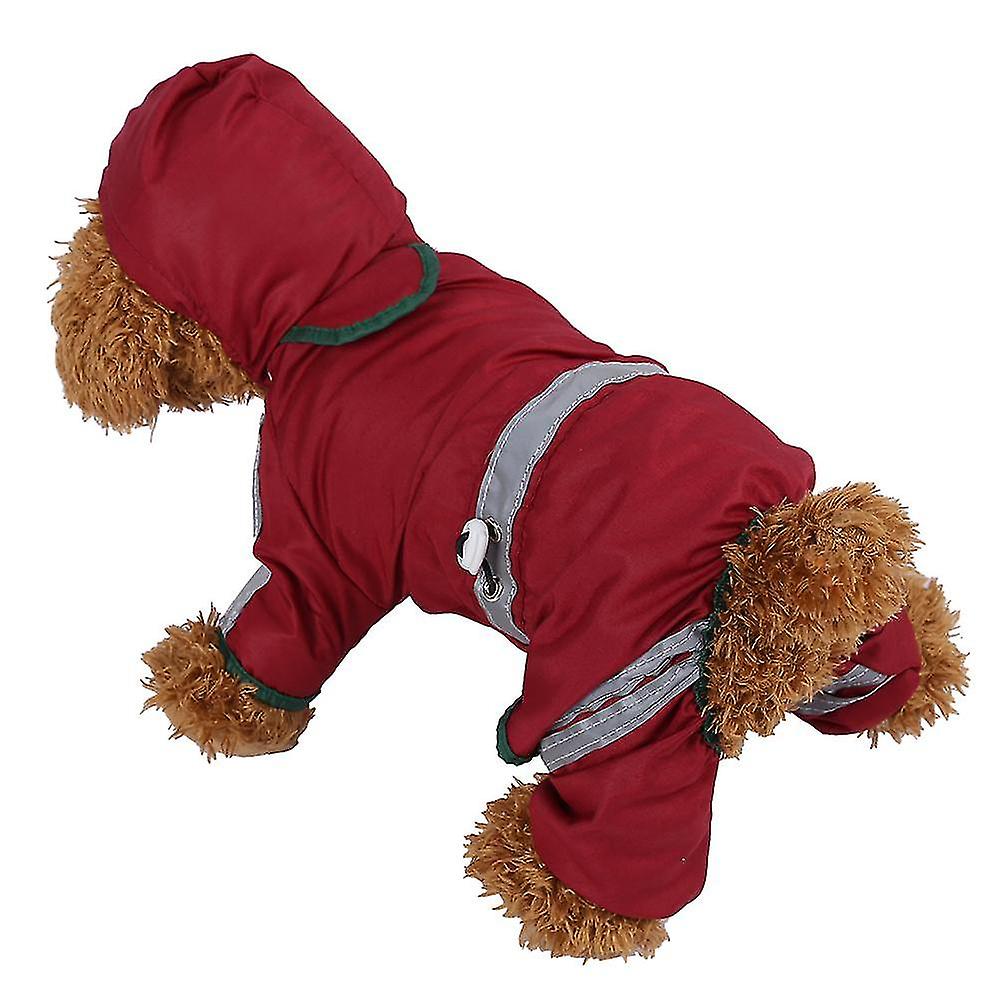 Pet Raincoat Waterproof Jacket Dog Teddy Puppy Chihuahua Hood Outdoor Clothes (Red XL)