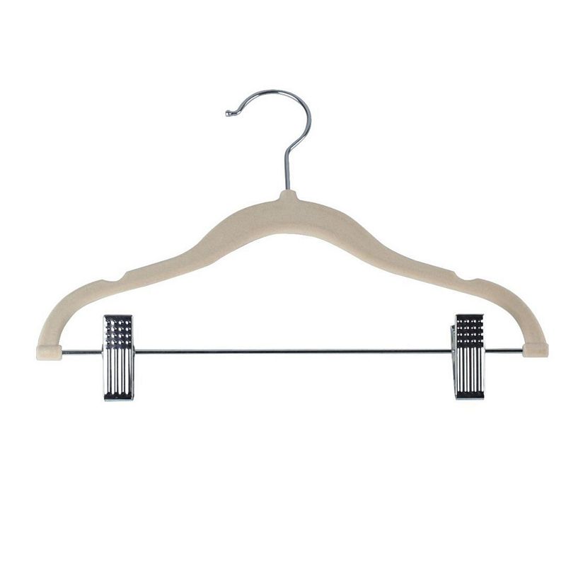 12 Pack Baby Clothes Hangers with Clips - Ivory Velvet Hangers Skirt Hangers - Clothes Hanger - Pants Hangers - Ultra Thin No Slip