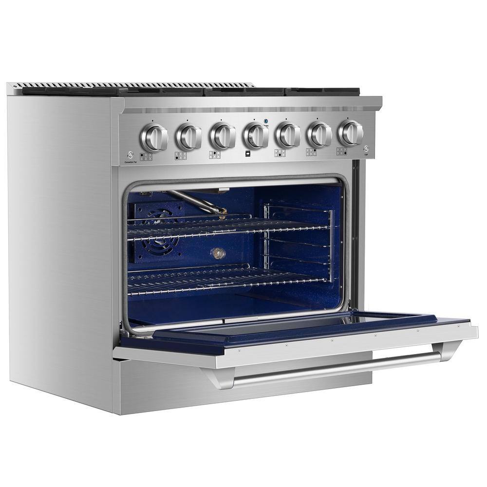 Empava 36 in. 5.2 cu. ft. Single Oven Gas Range with 6 Sealed Ultra High-Low Burners in Stainless Steel EMP-36GR08