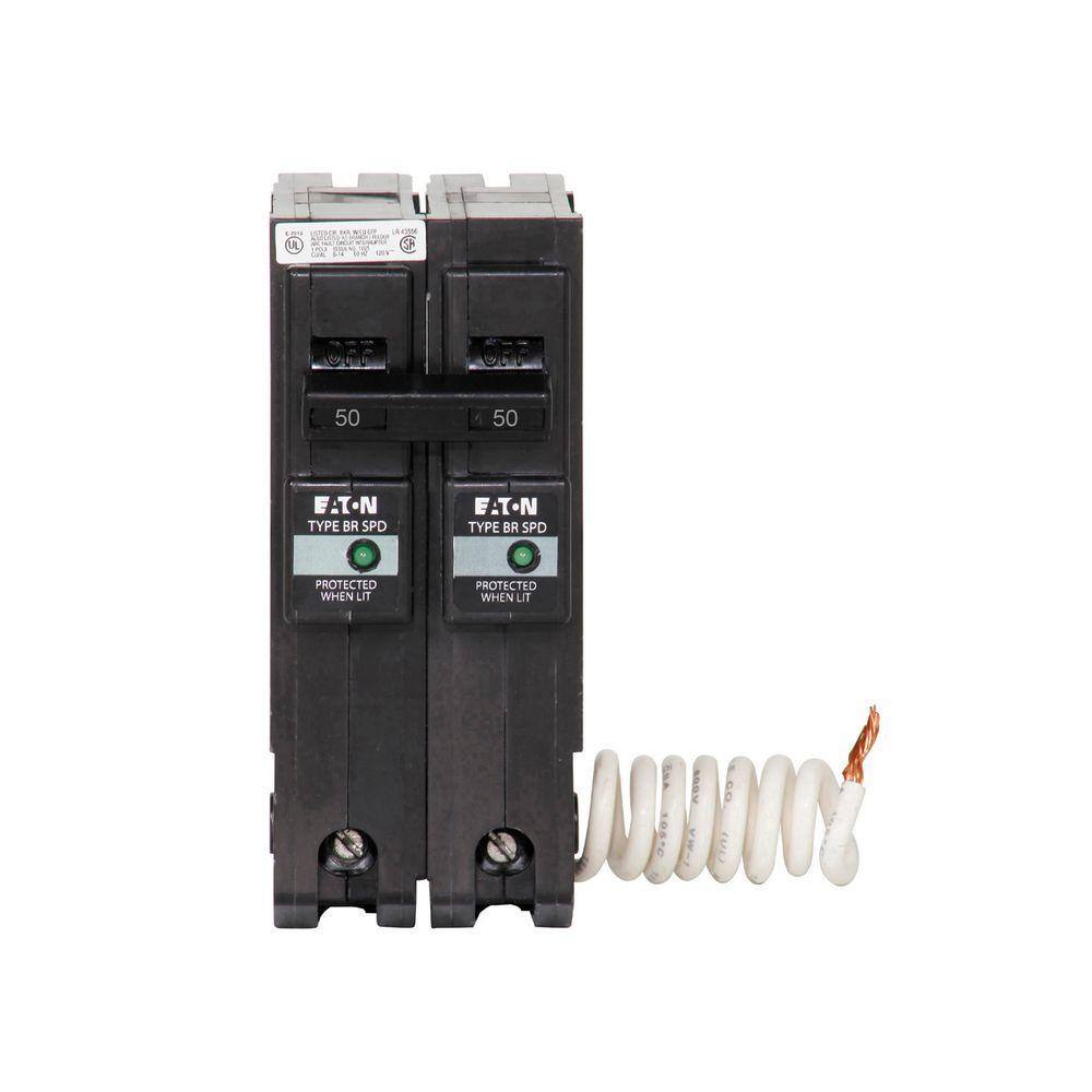 Eaton BR 50 Amp 2 Pole Circuit Breaker with Surge Protection BR250SUR