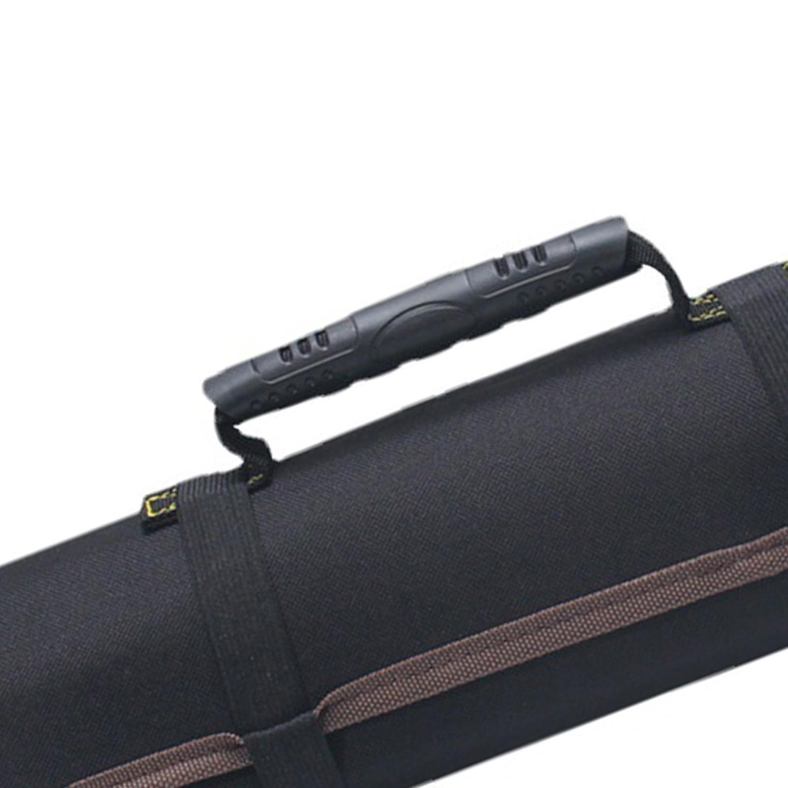 Roll Up Tool Bag Oxford Cloth Multi Pocket Thickened Handle Zipper Tool Bag for Electrician Black