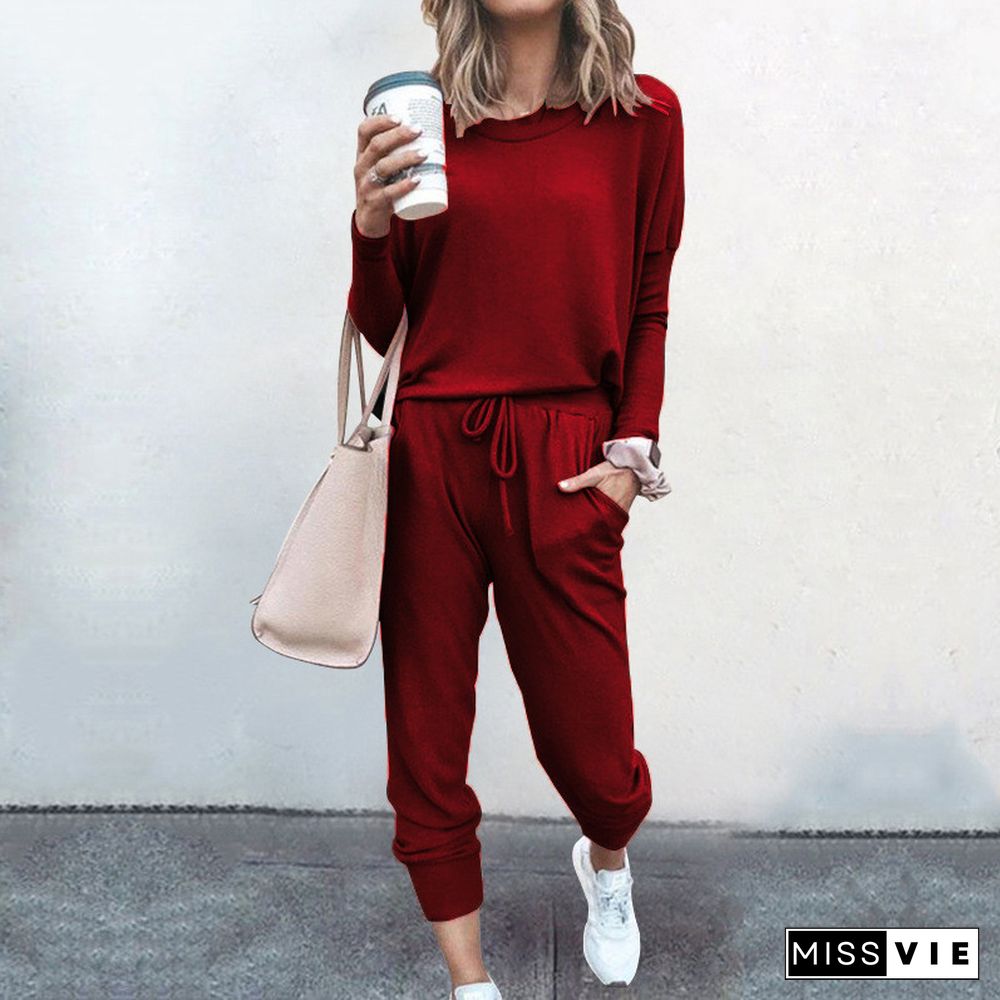 Casual Two-Piece Suits Fashion Outfits Long Sleeve Sweatshirts Pullovers Pants Sportswear For Women