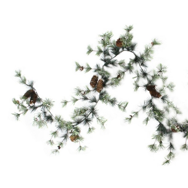 Allstate 9 5 x27 X 10 Unlit Frosted Pine With Pine Cones Artificial Christmas Garland