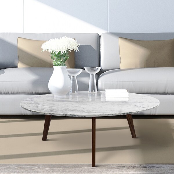 White Carrara Italian Marble Coffee Table