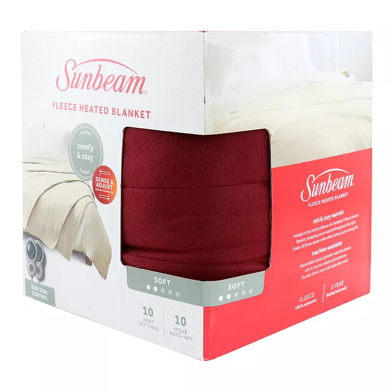 Sunbeam Queen Size Electric Fleece Heated Blanket with Dual Zone