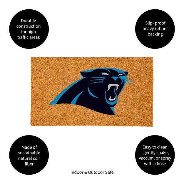 Evergreennflcarolina Panthers Logo Natural Coir 28 X 16 Inches Indoor Outdoor Doormat