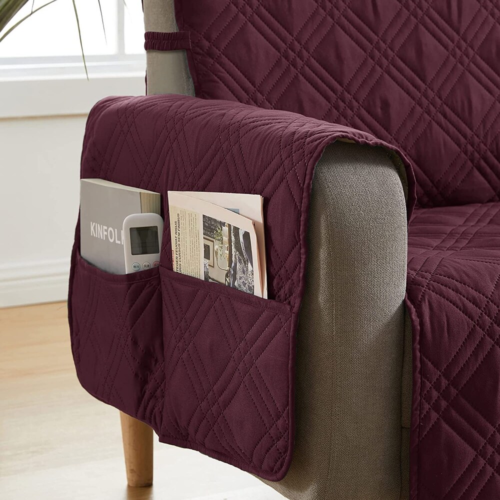 Teflon Newfield Reversible Love Seat Cover  Burgundy and Tan