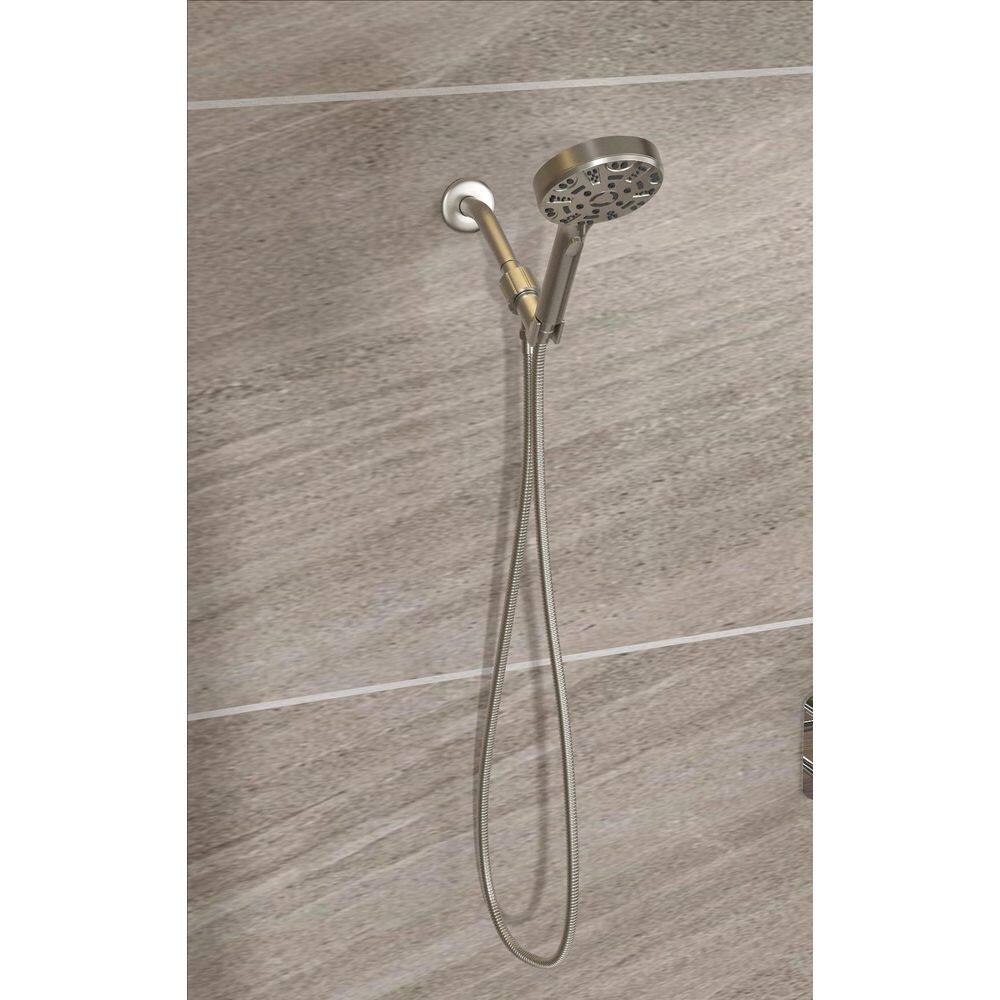 cadeninc 8-Spray Patterns 4.7 in. Single Wall Mount Adjustable Handheld Shower Head in Brushed Nickel Lor-LQW1-285