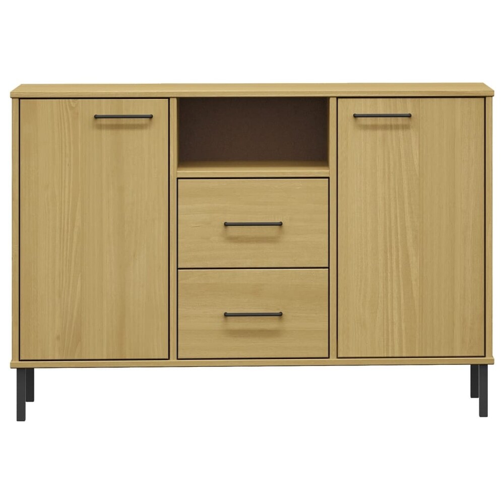 vidaXL Sideboard Buffet Cabinet with Metal Legs for Kitchen Solid Wood OSLO   44.5\