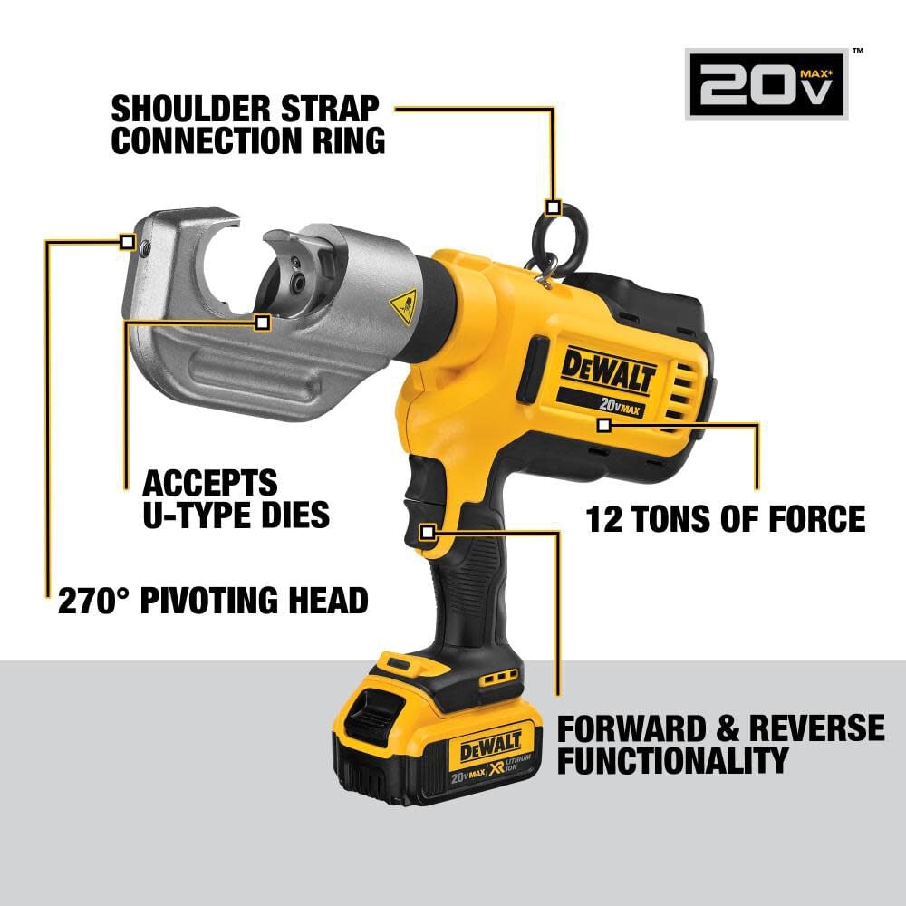 DEWALT 20V MAX* Cordless Died Electrical Cable Crimping Tool Kit DCE300M2 from DEWALT