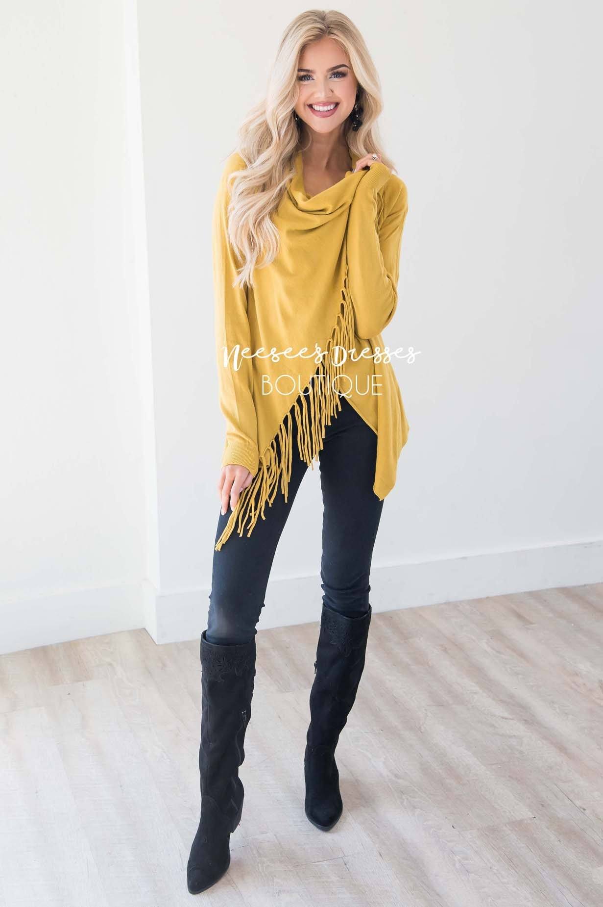 New Stories Fringe Wrap Sweater