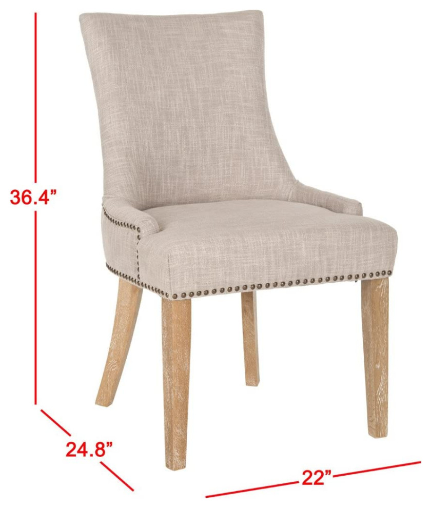 Set of 2 Dining Chair  Hourglass Shaped Back With Brass Nailhead Trim  Grey   Farmhouse   Dining Chairs   by Declusia  Houzz