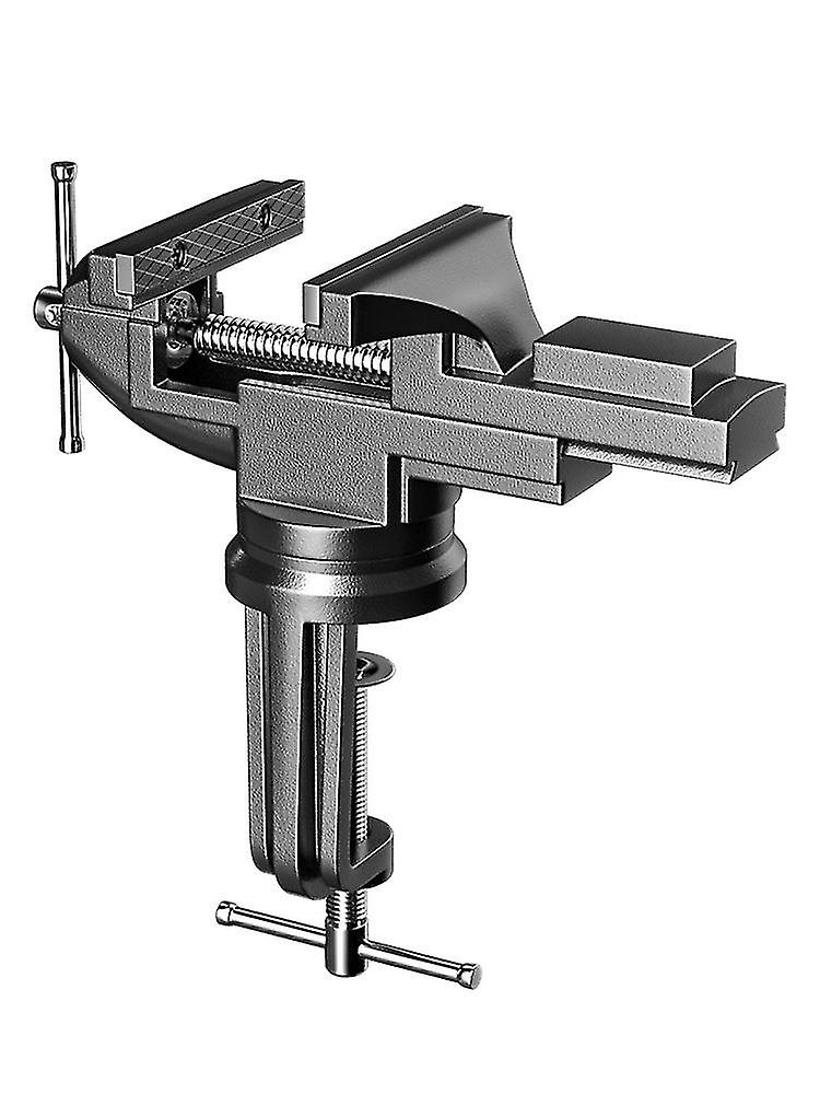 Table Vise 70mm Jaws， Small 360swivel Head Clamp With Anvil， With Base Portable，black