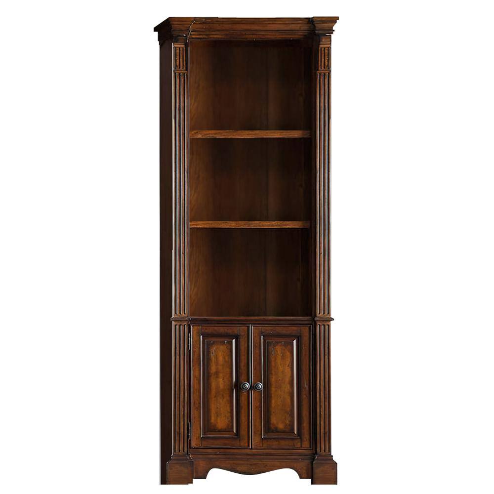 Bridgevine Home Parliament 84 in. Hazelnut Wood 3-Shelf Standard Universal Bookcase Pier with Cabinets ZPAR-3000