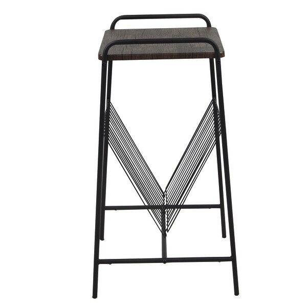 Homy Casa Modern Industrial Storage Wooden End Table - standard