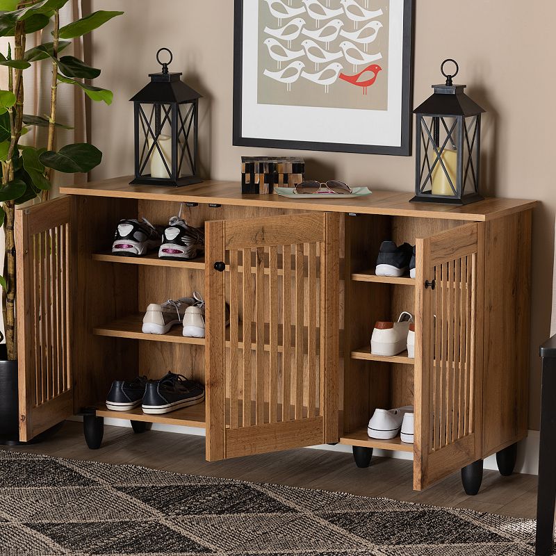 Baxton Studio Fernanda 3-Door Shoe Cabinet