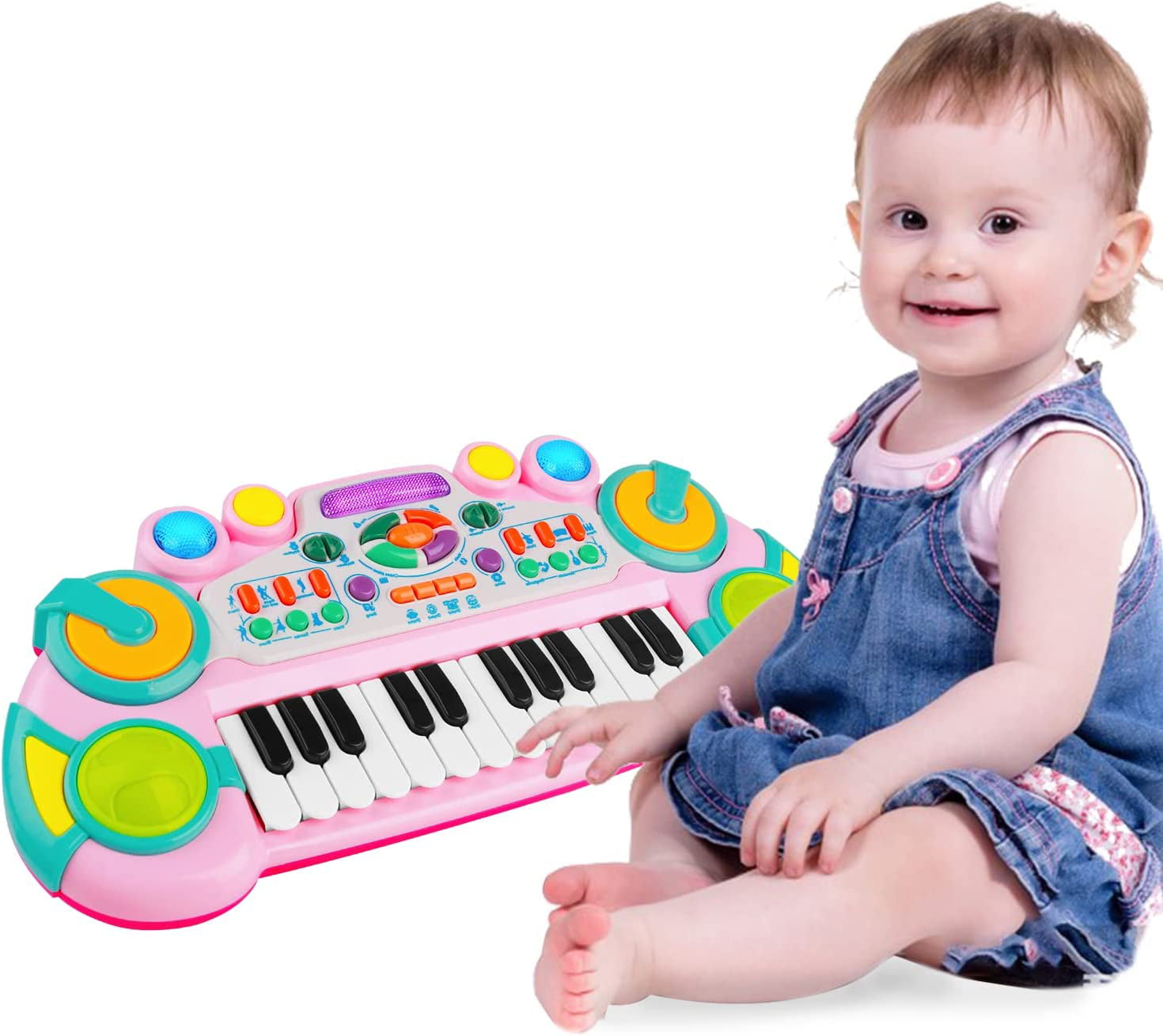 Zmoon Toddler Toys Piano Keyboard for Kids ， 24 Keys Light up Piano for Kids Baby Toy Musical Instrument