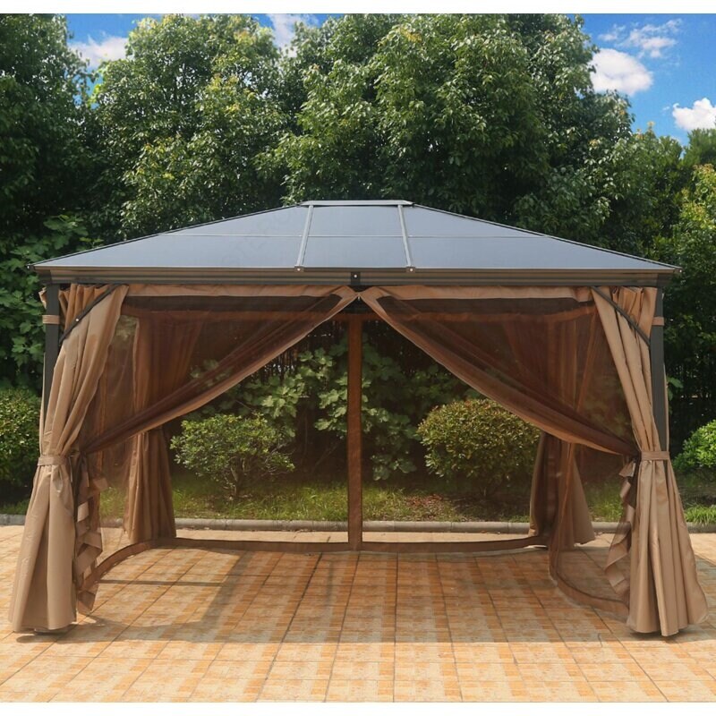 ABCCANOPY Hardtop Patio Gazebo with Netting and Curtains