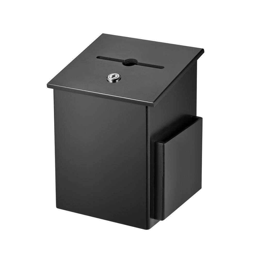 AdirOffice Squared Wood Locking Suggestion Box Black with Suggestion Cards 632-01-BLK-PKG